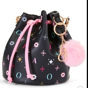 FAO Schwarz Black Mini Bag with Pink and Blue Accents